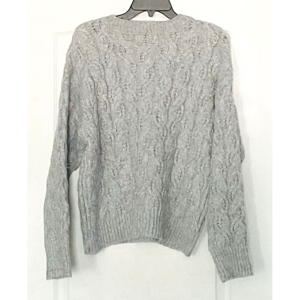 And Now This Women's Trendy Plus Size Cable-Knit Crewneck Sweater Size 0X, Grey - Picture 3 of 6